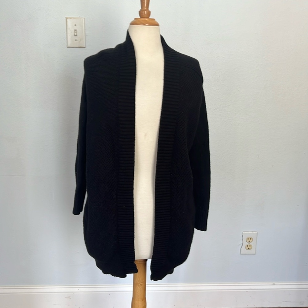 Evolution By Cyrus Black Long Sleeve Open Pockets Cardigan Sweater S‎